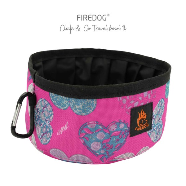 Firedog Click & Go Travel Bowl 1,0 L, Fuchsia Hearts